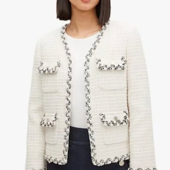 Kate Spade flora tweed jacket white size 0 - Picture 1 of 7